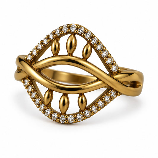 22K Gold Plated AD Finger Ring for Women