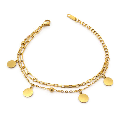 Gold Plated Double Layred Chain Bracelet for Women