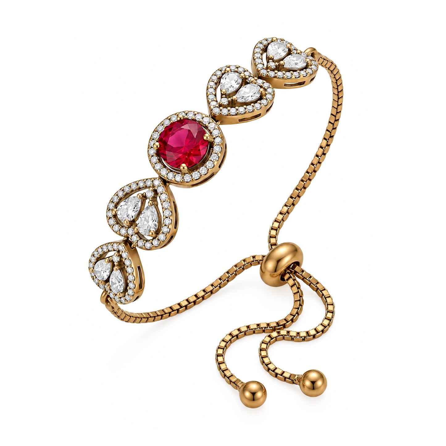 Antique Gold Plated Red AD Bracelet for Women