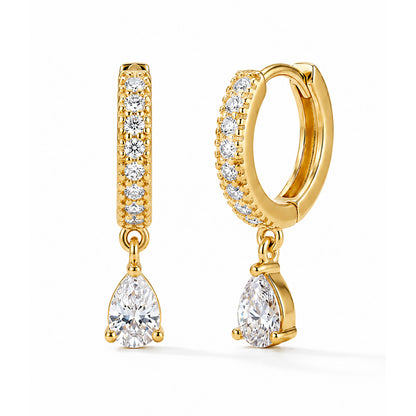 Gold Plated AD Drop Hoop Earrings for Women