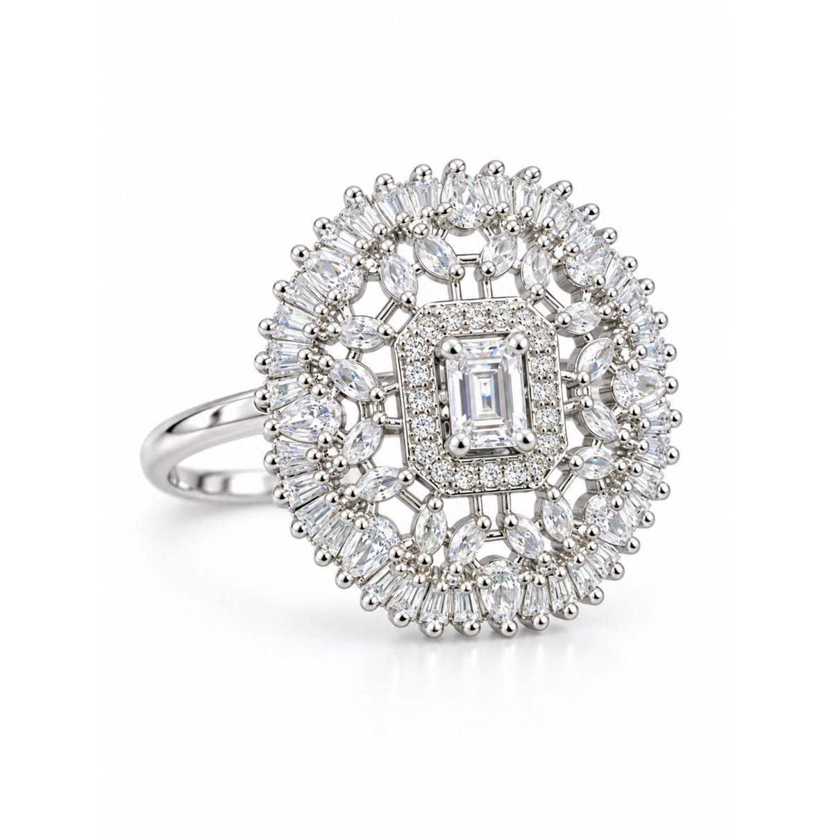 Silver Plated AD Finger Ring for Women