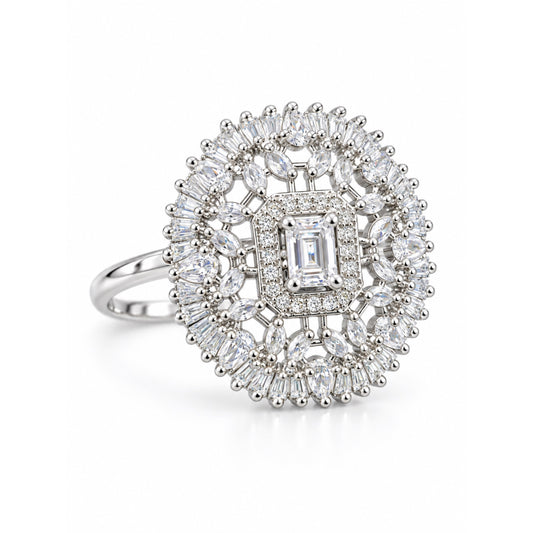 Silver Plated AD Finger Ring for Women