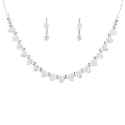 Silver Plated White American Diamond Minimal Choker Set for Women