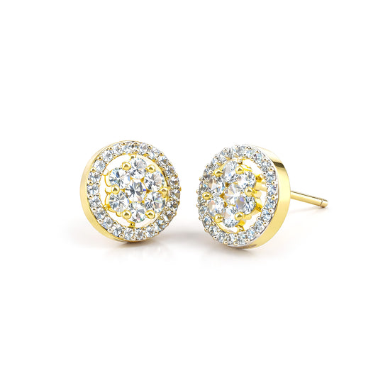 Gold Plated AD Round Stud Earring for Women