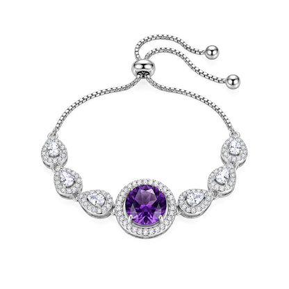 Silver Plated Purple AD Adjustable Bracelet for Women
