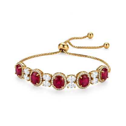 Antique Gold Plated Red AD Adjustable Bracelet for Women