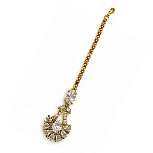 South Indian Gold Plated AD Maang Tikka for Women