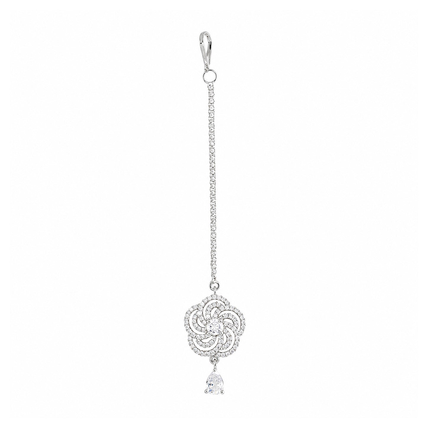 Silver Plated AD Maang Tikka for Women