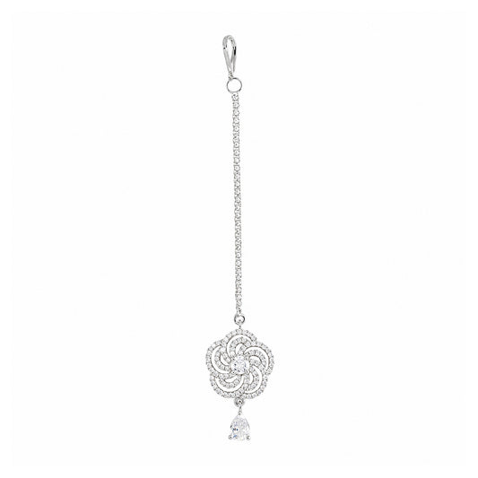 Silver Plated AD Maang Tikka for Women