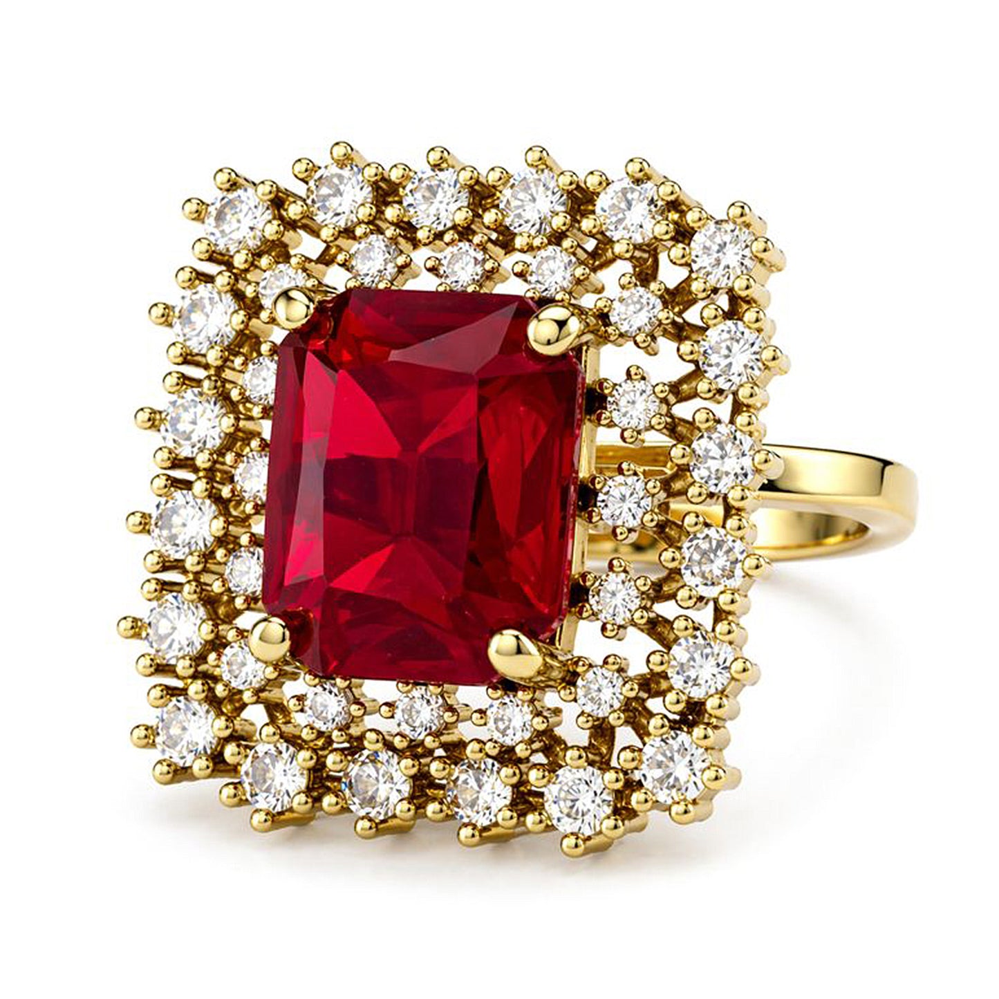 Gold Plated Red AD Adjustable Ring for Women