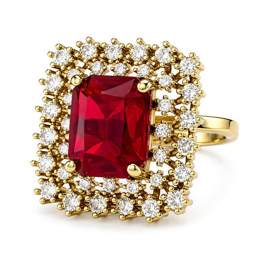 Gold Plated Red AD Adjustable Ring for Women