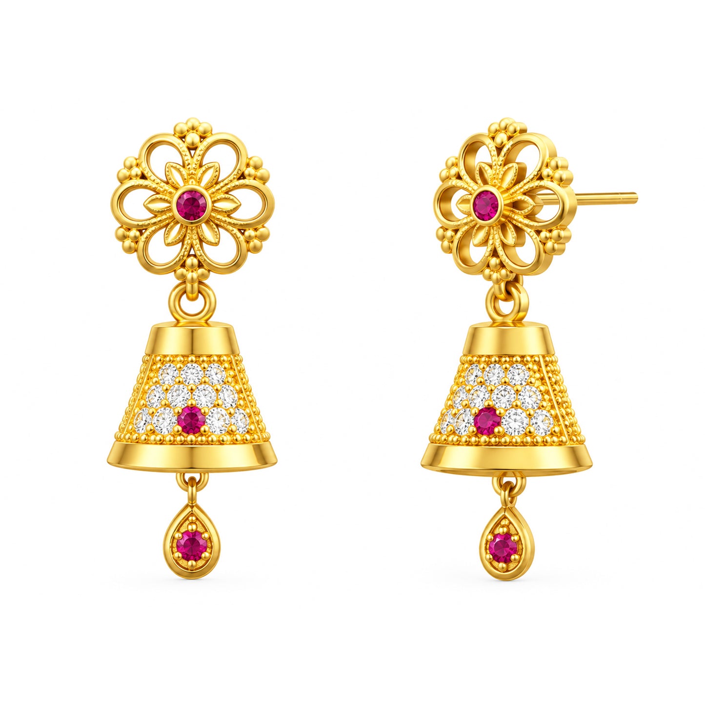 Micro Gold Plated AD Jhumki Earrings for Women