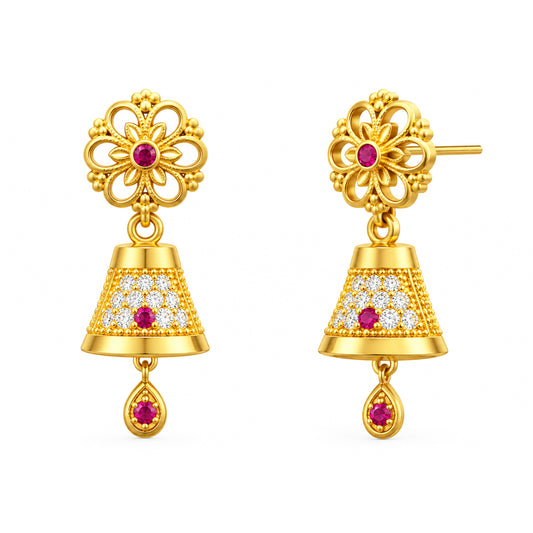 Micro Gold Plated AD Jhumki Earrings for Women