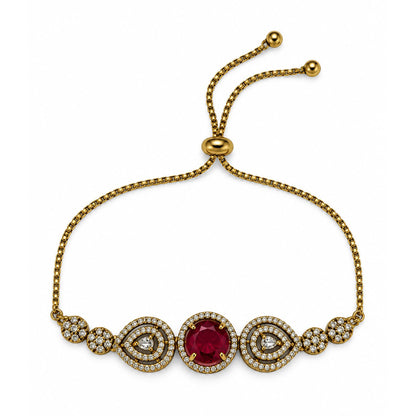 South Indian Gold Plated Red AD Adjustable Bracelet for Women