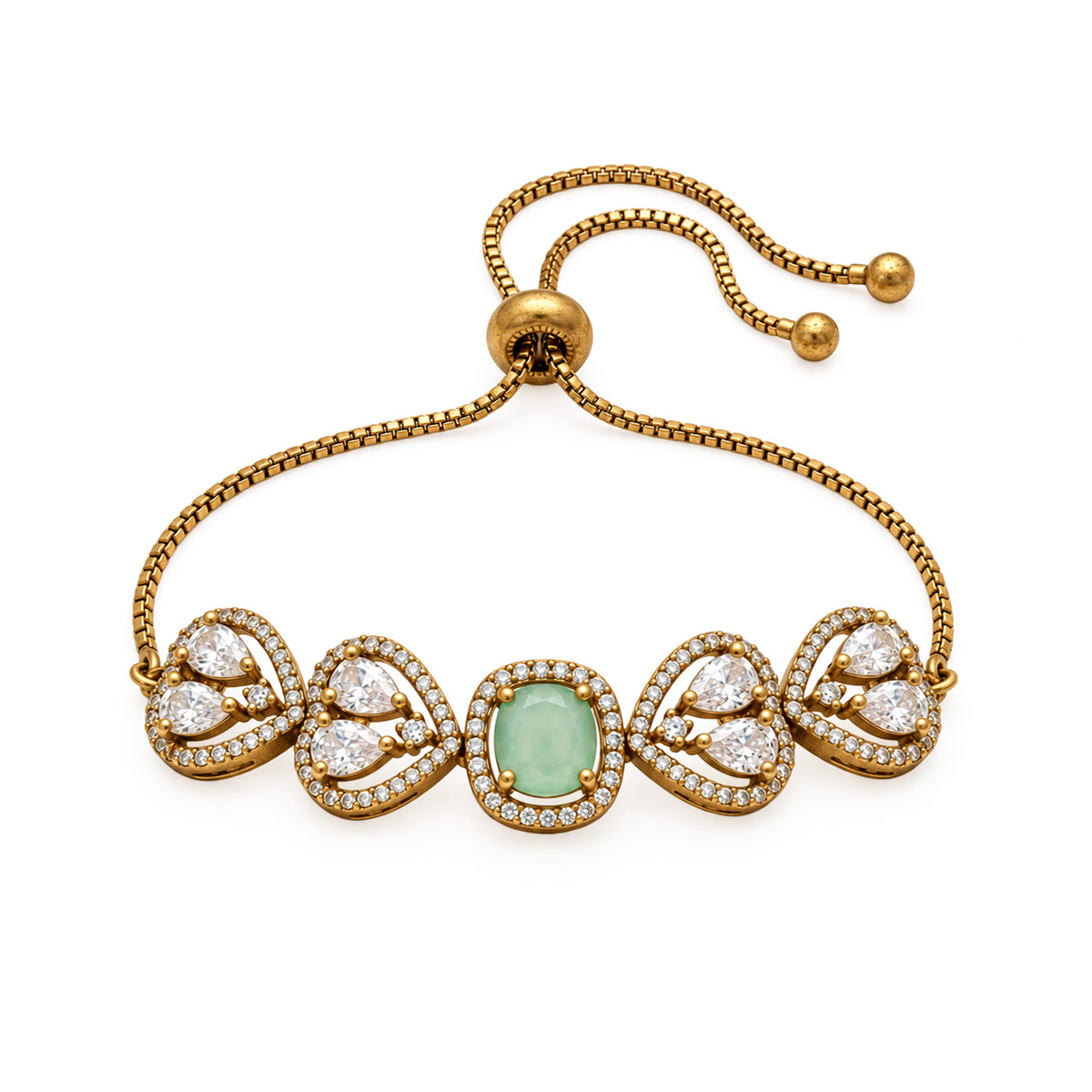 Antique Gold Plated Green AD Bracelet for Women