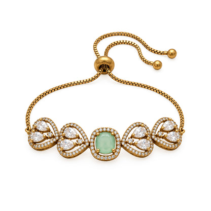 Antique Gold Plated Green AD Bracelet for Women
