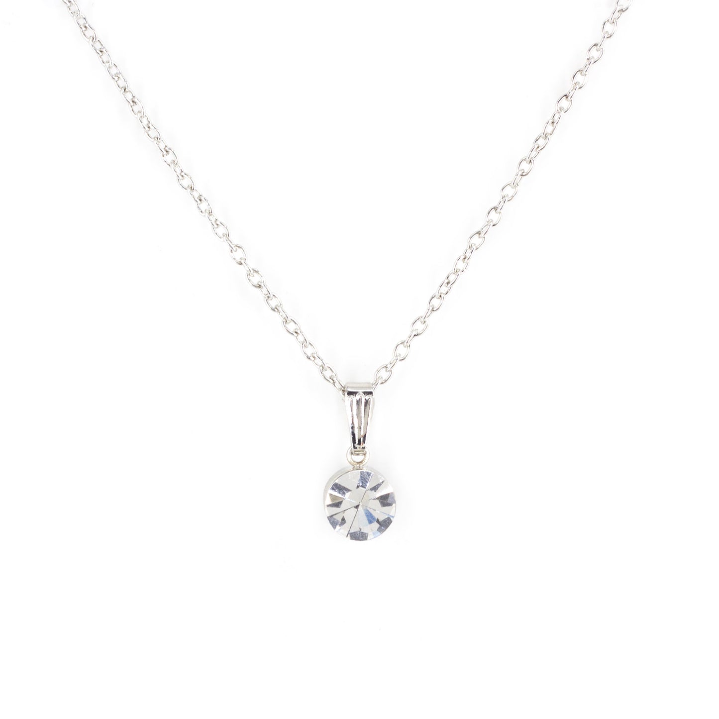 Silver Plated Rhinestone Minimal Pendant For Women