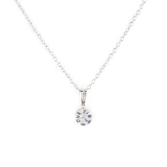 Silver Plated Rhinestone Minimal Pendant For Women