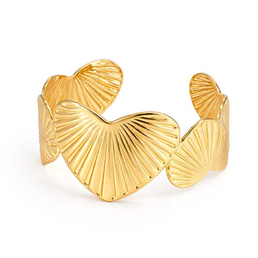 Gold Plated Designer Heart Cuff Bracelet for Women