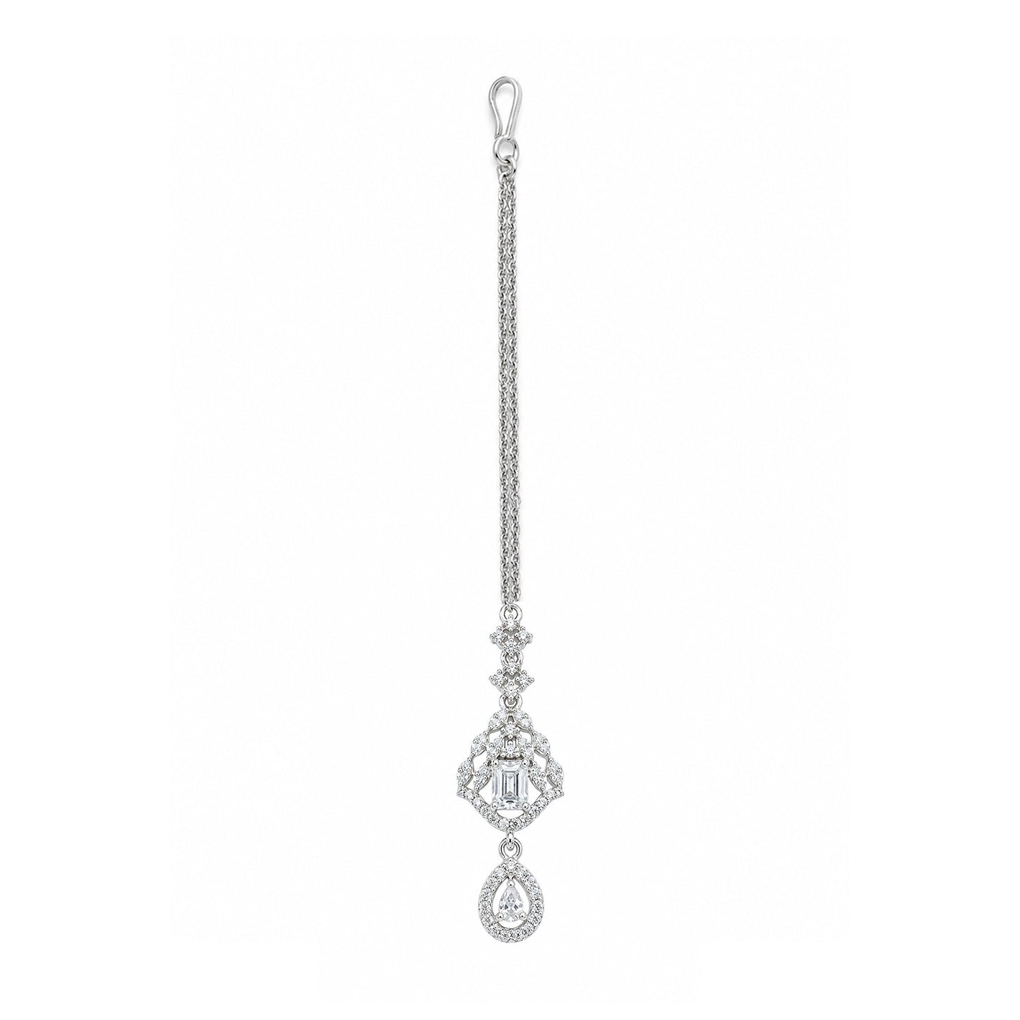 Silver Plated AD Maang Tikka for Women