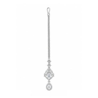 Silver Plated AD Maang Tikka for Women