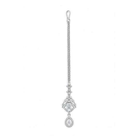 Silver Plated AD Maang Tikka for Women