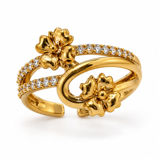 22K Gold Plated AD Finger Ring for Women