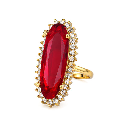 Gold Plated Red AD Finger Ring for Women