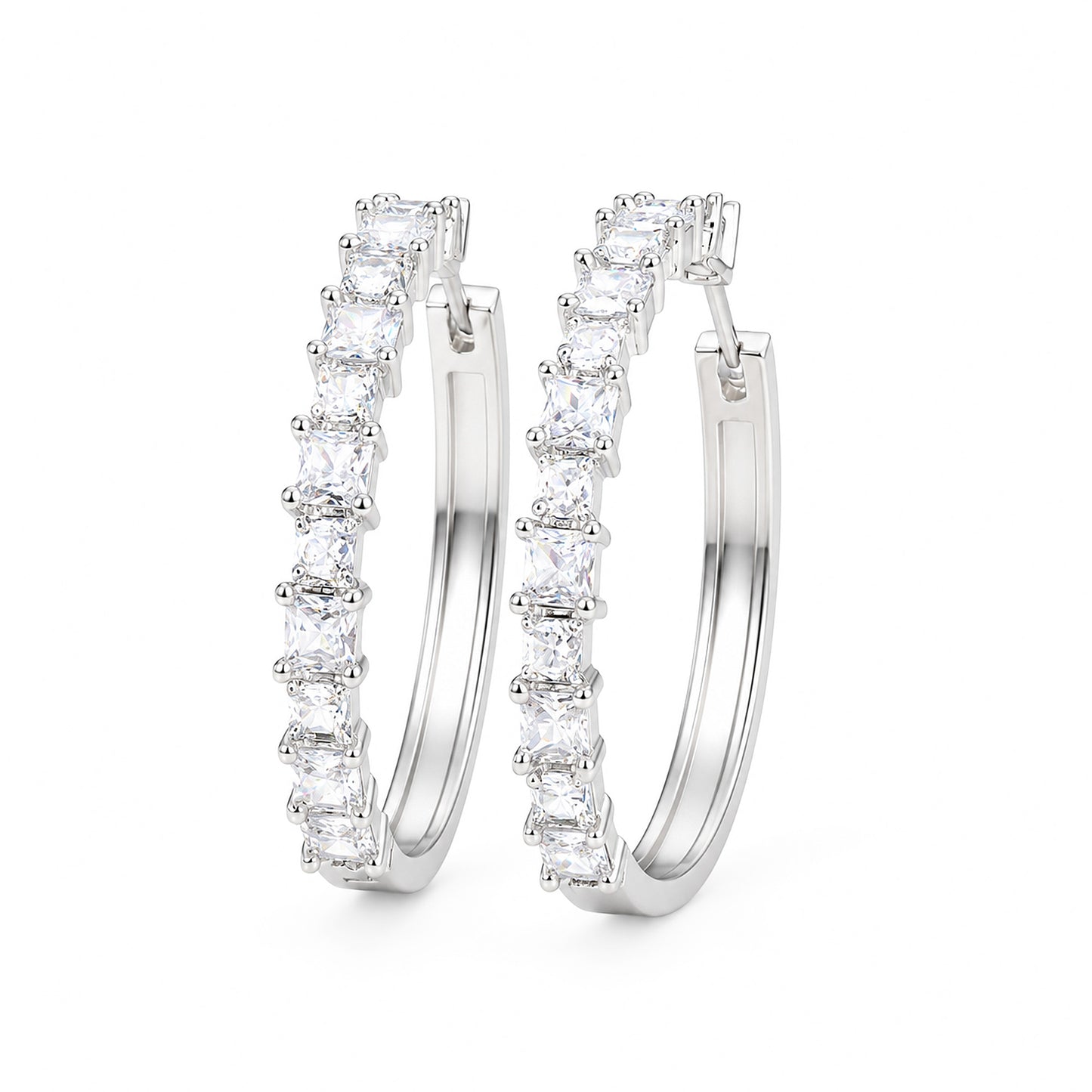 Silver Plated AD Hoop Earrings for Women