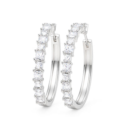 Silver Plated AD Hoop Earrings for Women