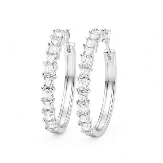 Silver Plated AD Hoop Earrings for Women