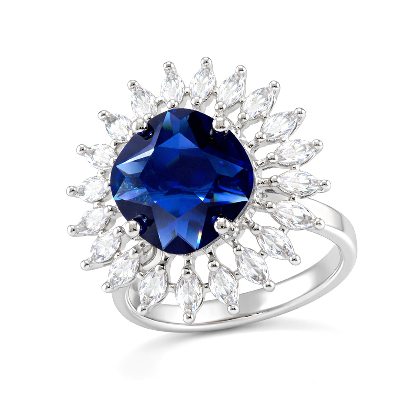 Silver Plated Blue AD Finger Ring for Women