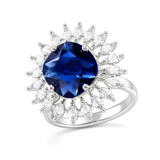 Silver Plated Blue AD Finger Ring for Women