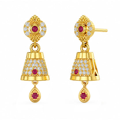 Micro Gold Plated AD Jhumki Earrings for Women