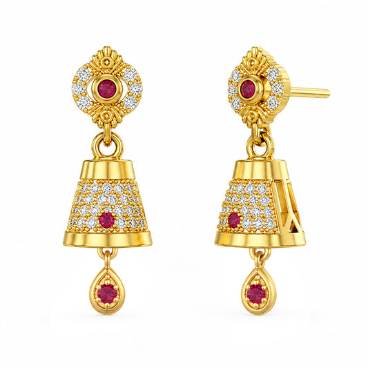 Micro Gold Plated AD Jhumki Earrings for Women