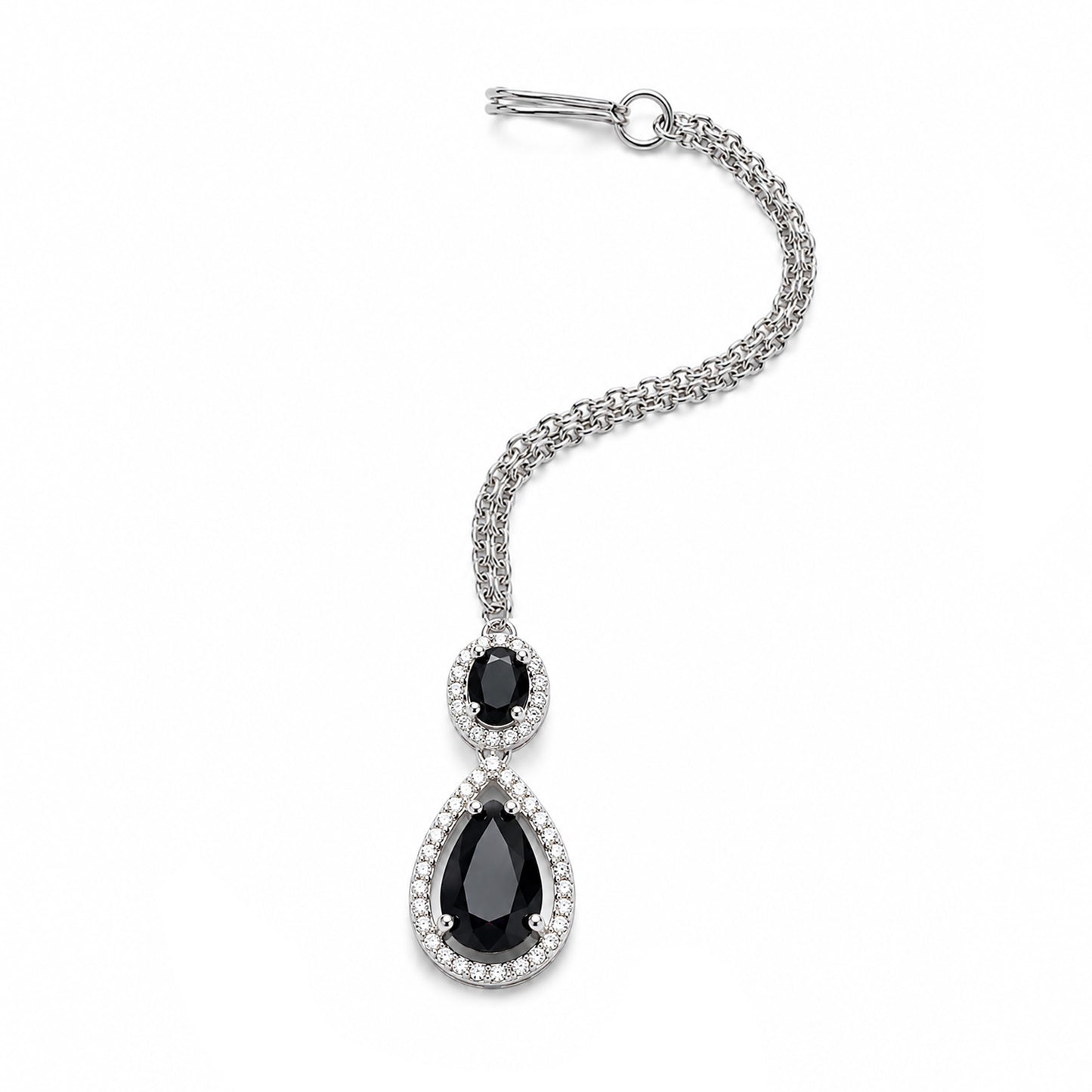 Silver Plated Black AD Maang Tikka for Women