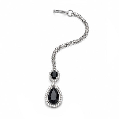 Silver Plated Black AD Maang Tikka for Women