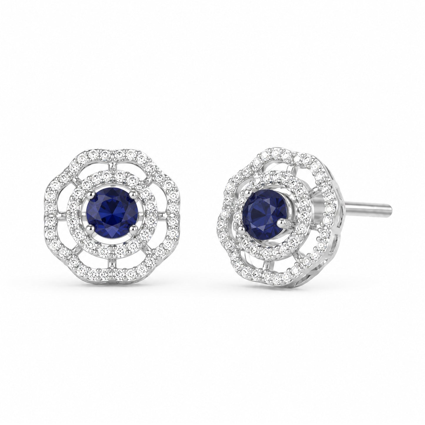 Rhodium Plated AD Studs Earrings for Women