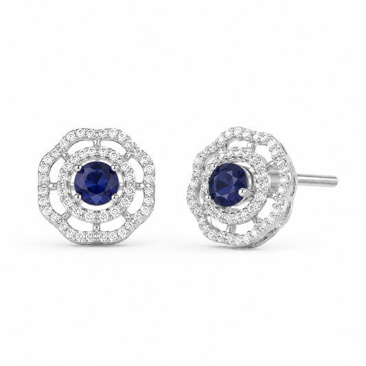 Rhodium Plated AD Studs Earrings for Women
