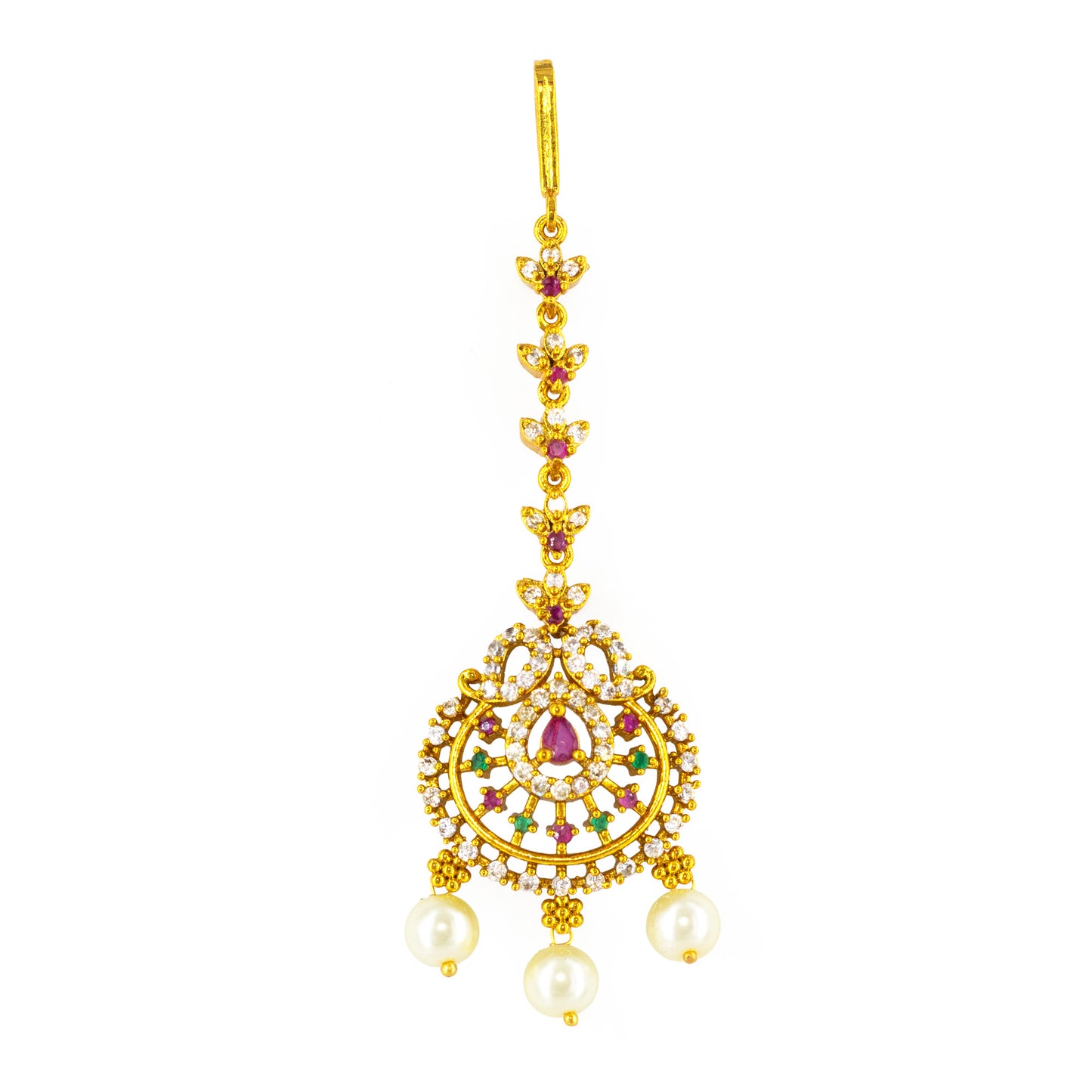 Gold Plated AD Ethnic Maang Tikka for Women