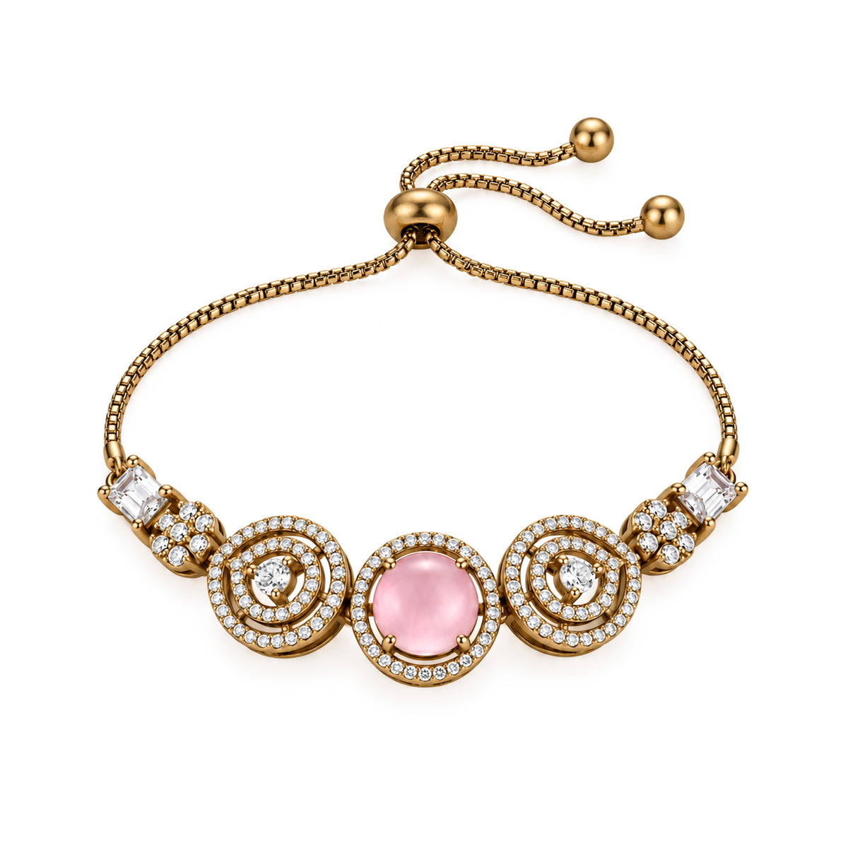 Antique Gold Plated Pink AD Bracelet for Women