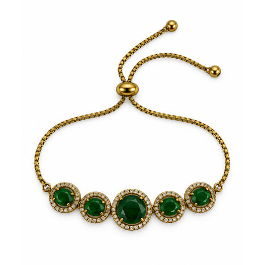 South Indian Gold Plated Green AD Adjustable Bracelet for Women