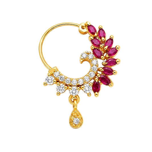 Gold Plated Red AD Nosering for Women
