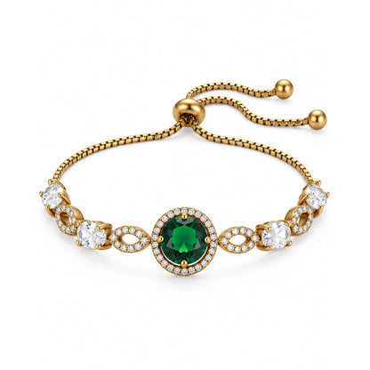 Antique Gold Plated Green AD Adjustable Bracelet for Women