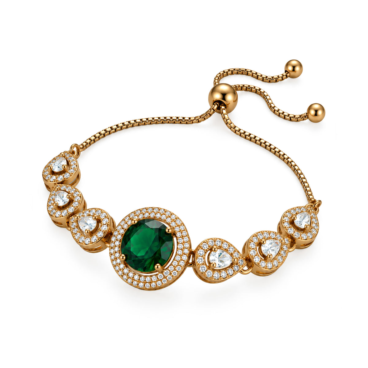 Antique Gold Plated Green AD Adjustable Bracelet for Women