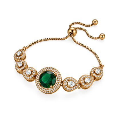 Antique Gold Plated Green AD Adjustable Bracelet for Women
