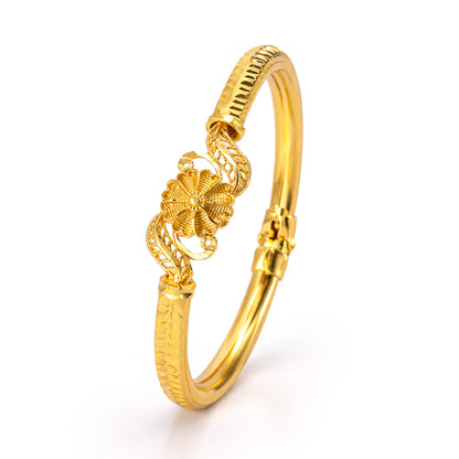 Gold Plated Bold Openable Temple Bangle Bracelet for Women