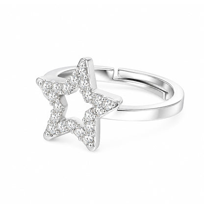 Silver Plated AD Star Finger Ring for Women