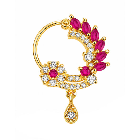 Gold Plated American Dimaond Drop Nose Ring