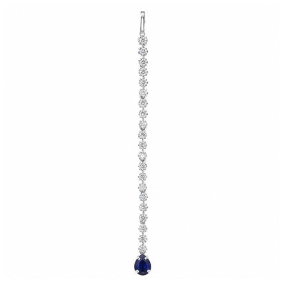 Silver Plated Blue AD Teardrop Maang Tikka for Women